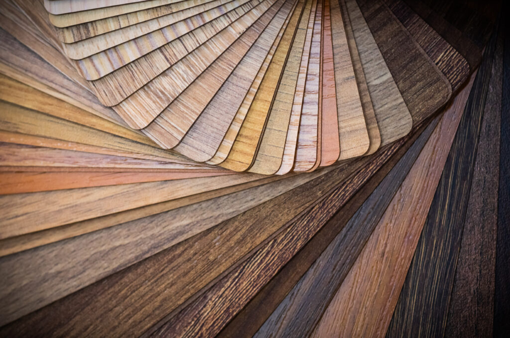 Wooden samples for floor laminate or furniture in home or commercial building.Small color sample boards. Image for design